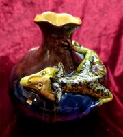 Victorian Burmantofts Ceramic Dragon Vase 