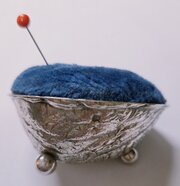 Victorian Silver Half Walnut Pin Cushion. 