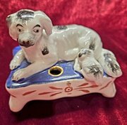 Victorian Staffordshire Spaniel Pen Holder 