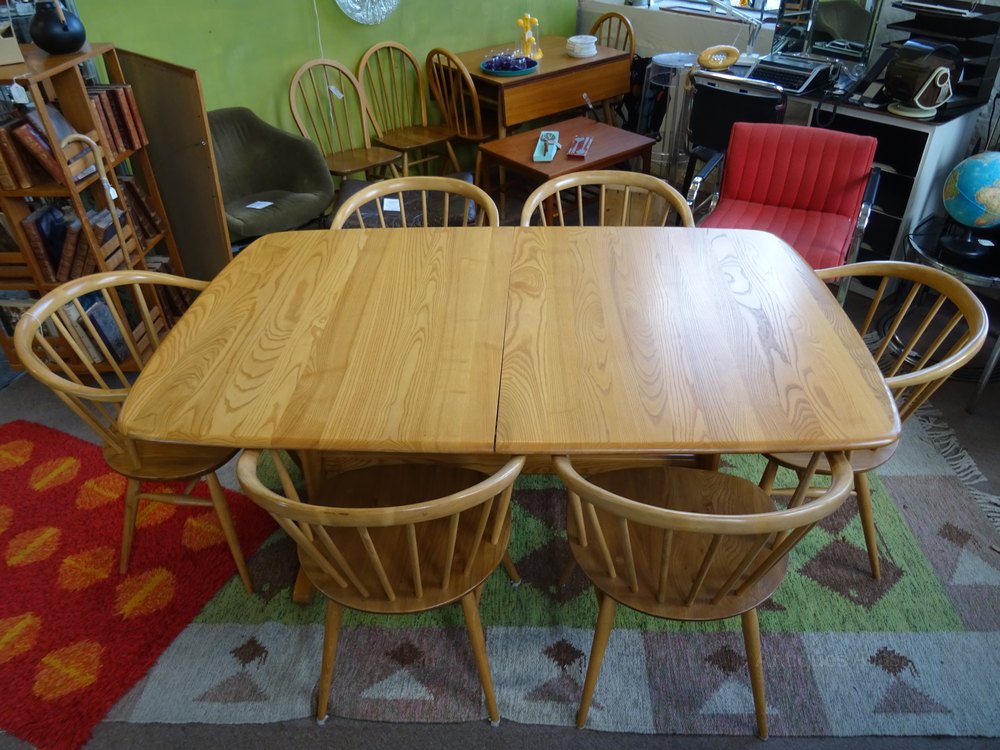Antiques Atlas Vintage Ercol Extending Dining Table & Six Chairs.