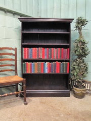Antique Victorian Tall Dark Oak Open Bookcase 