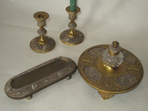 Antiques Atlas French Ormolu And White Metal Desk Set French Ormolu And White Metal Desk Set