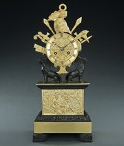 French Empire Trophies Of War Mantel Clock