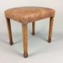 Arts and Crafts Walnut and Leather Stool