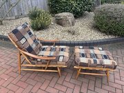 Mid Century Ercol Easy Armchair And Footstool