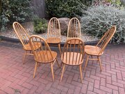 Mid Century Set Of 6 Ercol Windsor Dining Chairs