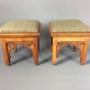 Gothic Revival Oak Stools  Harris Tweed Stools