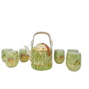 Chinese Bamboo Pattern Porcelain Tea C.1960s