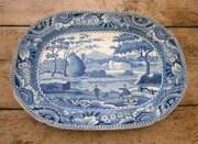 Victorian Blue & White Meat Platter Staffordshire