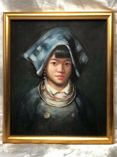 Antiques Atlas Chinese Portrait Oil Painting Chinese Young Girl