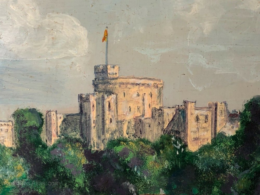 Antiques Atlas Oil Painting Windsor Castle View From The Thames