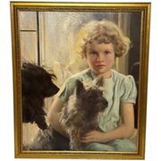 Oil Realist Portrait Of Mary With Cairn Terriers