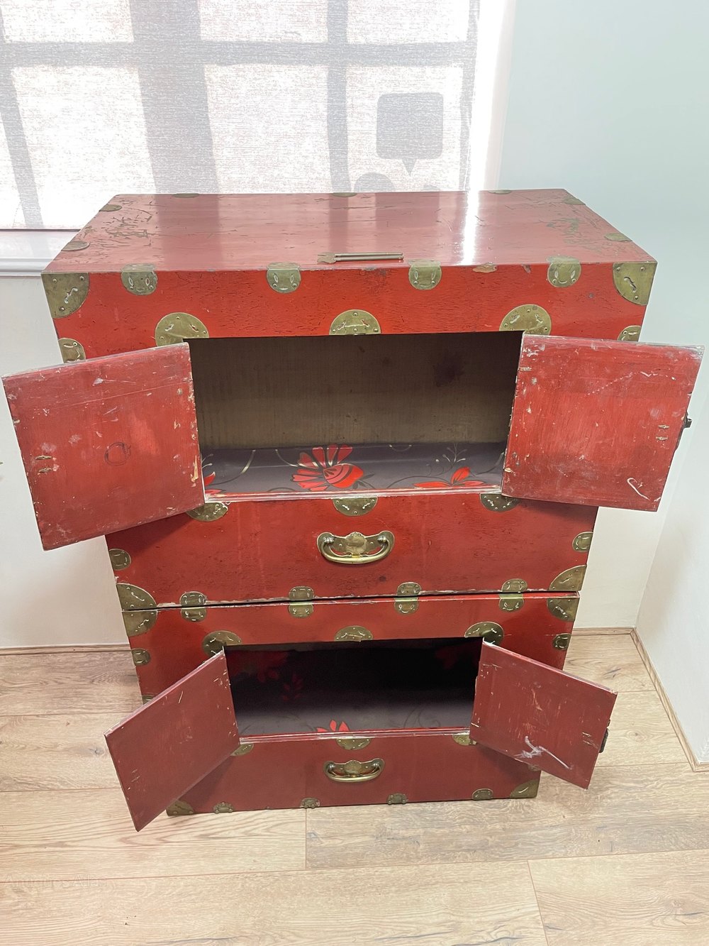 Pair Antique Chinese Red Wedding Dowry Chests Antiques Atlas