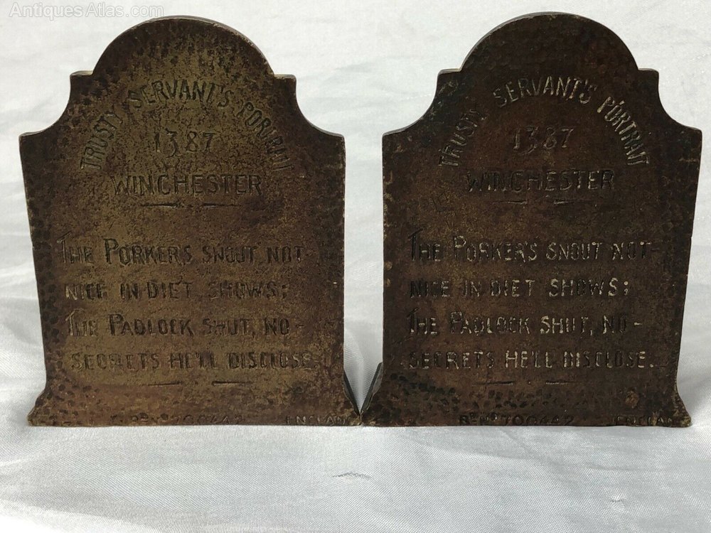 Antiques Atlas Pair Edwardian Bronze Winchester College Bookends