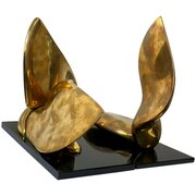 Pair Gilt Bronze Small Swans By Jack Zajac