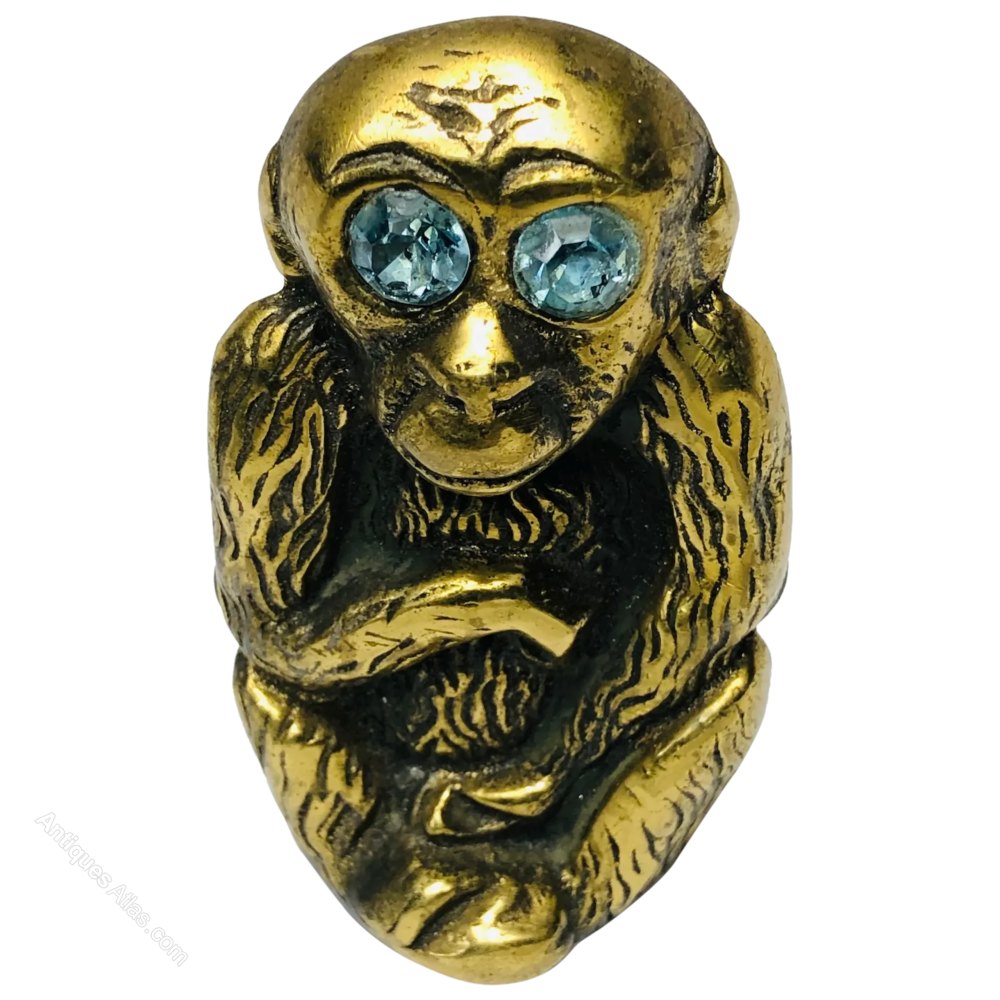 Antiques Atlas Small Vintage Brass Monkey Vesta Match Holder Case