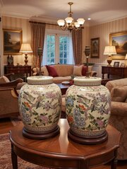 Beautiful Pair Of Chinese Ginger Jar Porcelain Lamps