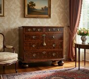 Fine Oyster Veneered Chest Of Drawers