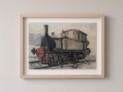 Fred Yates Oil On Board Of A Steam Locomotive
