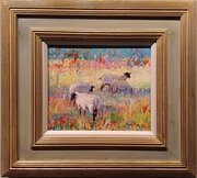Oil On Board Of Grazing Sheep By J Pratt B.1940