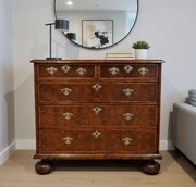 Oyster Veneered & Walnut Chest Of Drawers