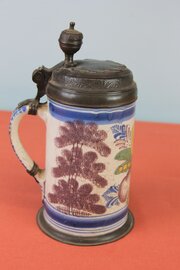 Late 18th century Delftware German lidded tankard