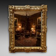 19thC Giltwood & Sand Moulded Gesso Framed Mirror