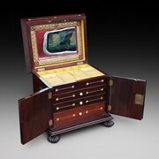 19thC Rosewood & Mother Of Pearl Jewellery Cabinet