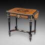 19thC Brass Mounted Marquetry & Ebony Table