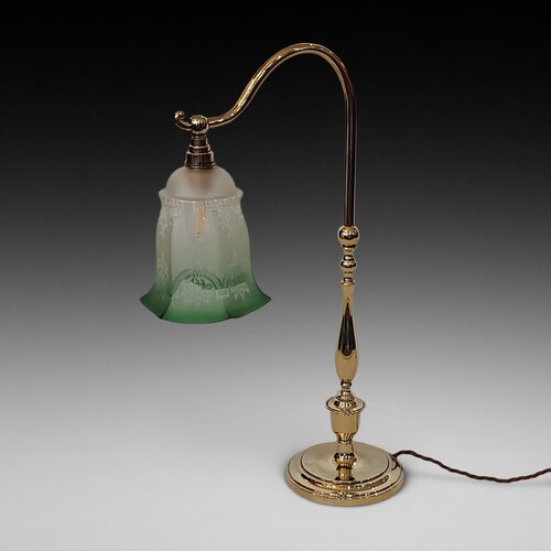 Early 20thC Brass Swan Neck Desk Lamp 