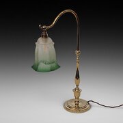 Early 20thC Brass Swan Neck Desk Lamp 
