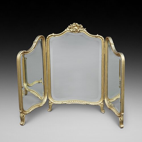 Early 20thC Gilt Folding Triple Dressing Mirror