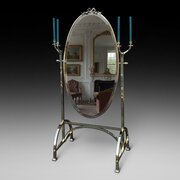 Edwardian Brass Framed Cheval Mirror