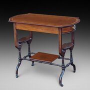 Edwardian Mahogany Inlaid Two Drawer End Table 