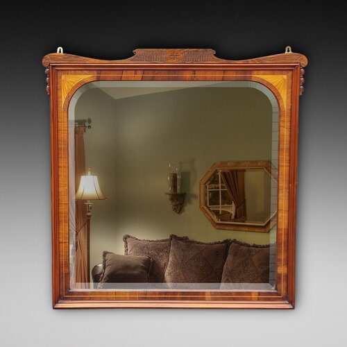 Edwardian Rosewood & Marquetry Over Mantel Mirror
