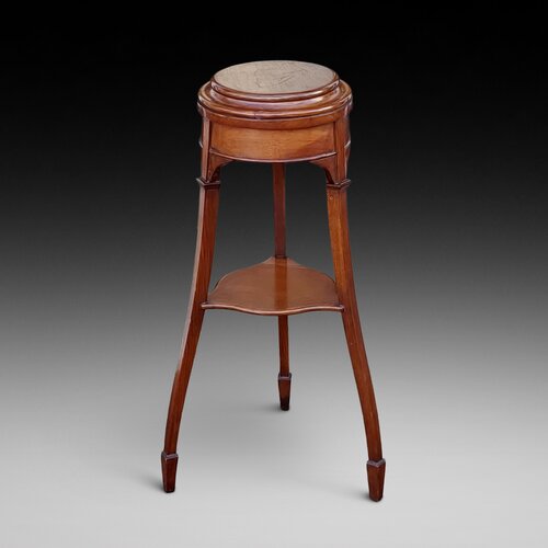 Edwardian Walnut Circular Vase Bust Stand
