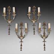 Four Early 20thC Gilt Brass Adam Style Wall Lights