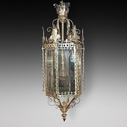 Grand Victorian Brass Lantern of Hexagonal Form