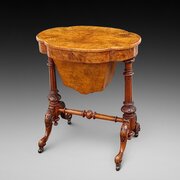 High Victorian Burr Walnut Work Table 