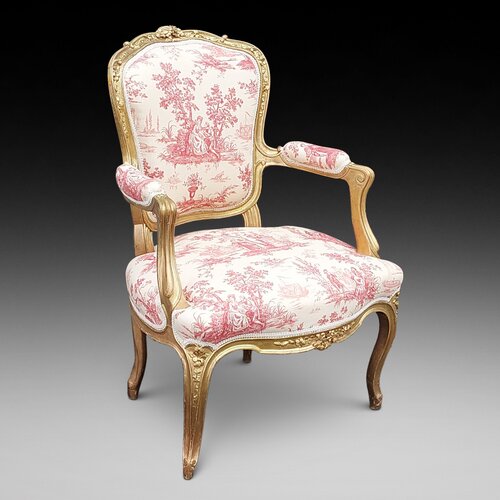 Late 19thC French Giltwood Open Arm Chair