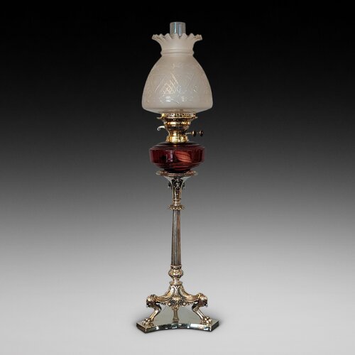 Late Victorian Silver Plated Brass Oil Lamp