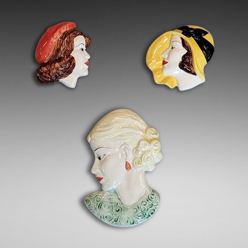 Moorland Chelsea Works Burslem Art Deco Face Masks