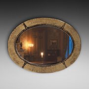 Oval Arts & Crafts Brass Wall Mirror 