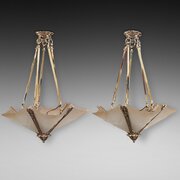 Pair Of Art Deco Brass Ceiling Light Fittiings