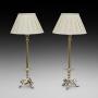 Pair of Art Nouveau Brass Table Lamps 