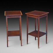 Pair Of Edwardian Inlaid Mahogany End Tables