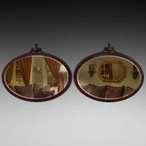 Pair of Edwardian Mahogany Adam Style Mirrors