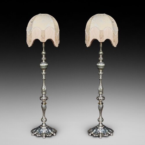 Pair of Heavy Brass Standard Lamps