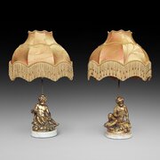 Pair Of Italian Gilt & Alabaster Cherubic Lamps