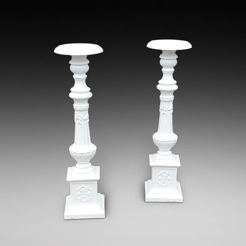 Pair of Late 19thC Cast Iron Garden Column Planter